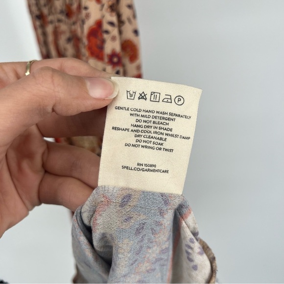 Spell & the Gypsy Lady Untamed Brown Floral Corset Front Puff Sleeve Midi Dress - Picture 8 of 9